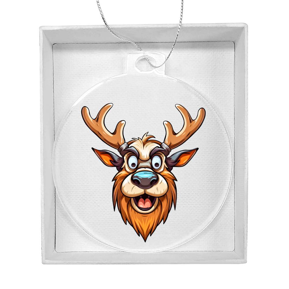 Funny Reindeer Face 16 - Acrylic Ornament