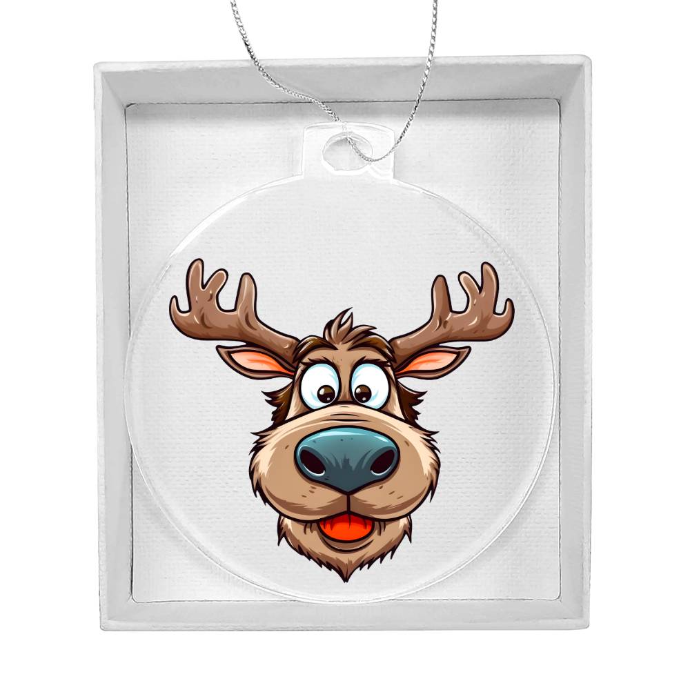 Funny Reindeer Face 02 - Acrylic Ornament
