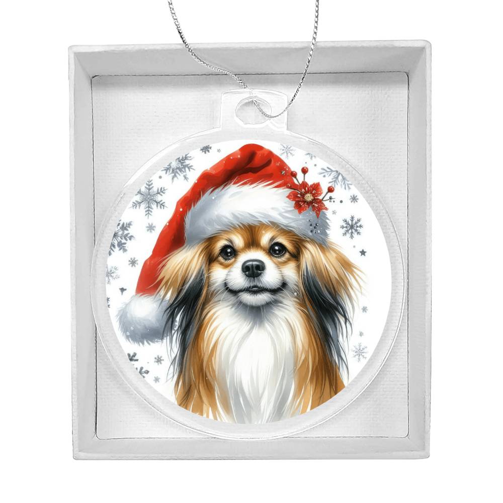 Christmas Dog - Tibetan Spaniel - Acrylic Ornament