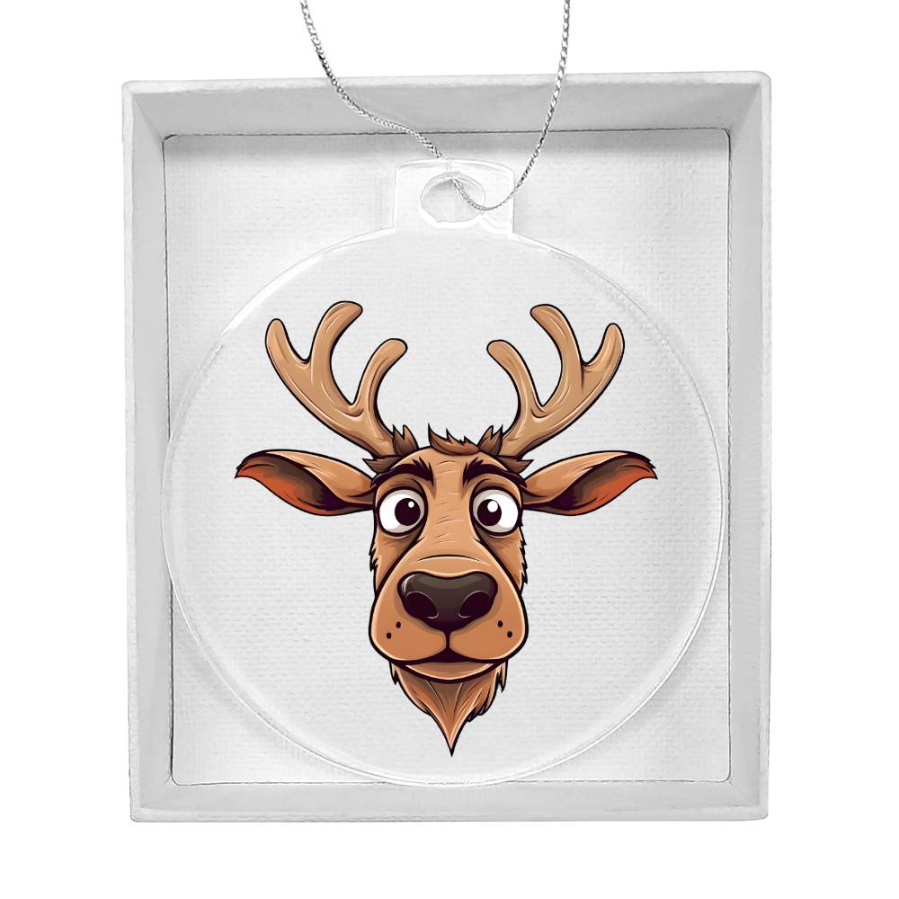 Funny Reindeer Face 13 - Acrylic Ornament