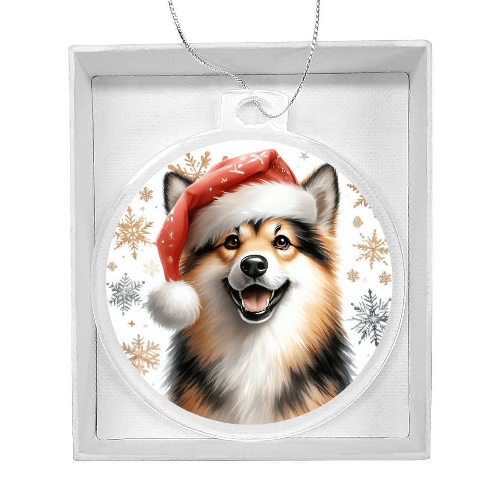 Christmas Dog - Norwegian Buhund - Acrylic Ornament
