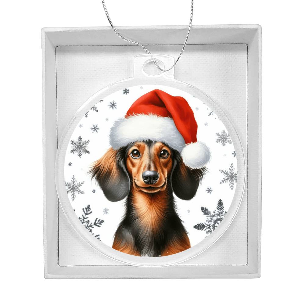 Christmas Dog - Dachshund - Acrylic Ornament