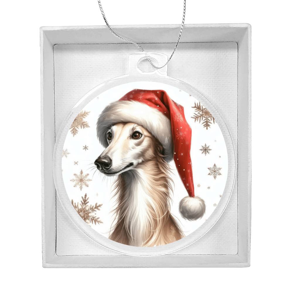 Christmas Dog - Greyhound - Acrylic Ornament