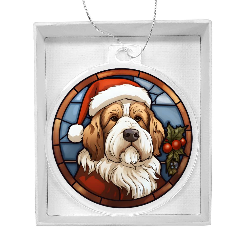 Dog Stained Glass Christmas Design 034 - Acrylic Ornament