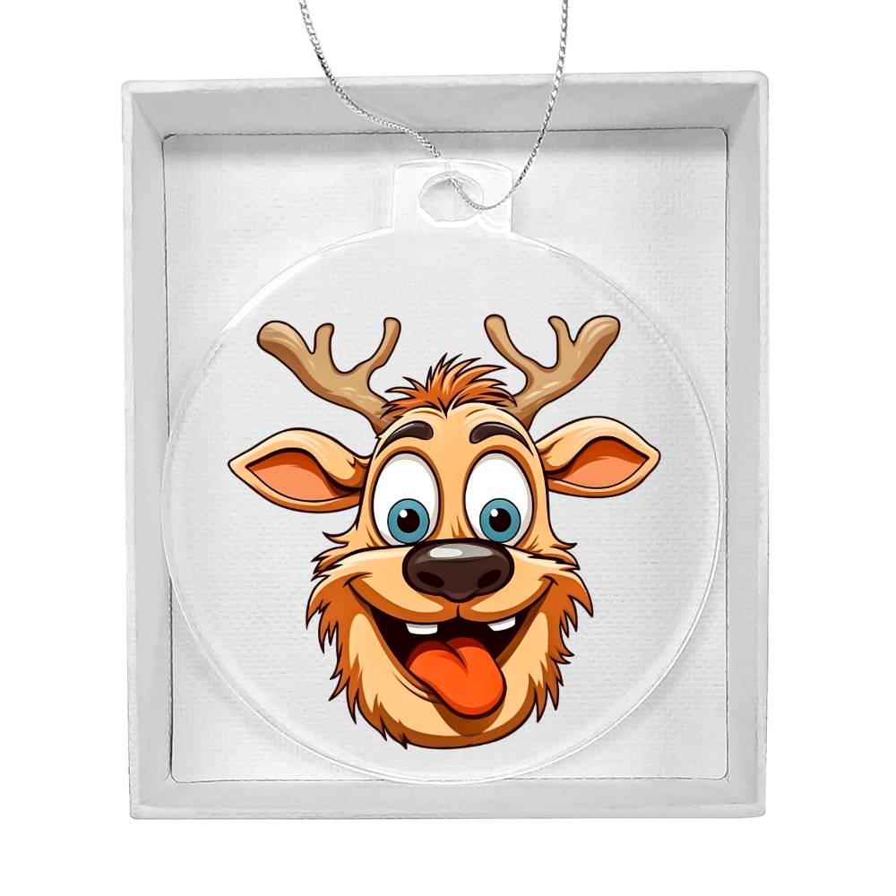Funny Reindeer Face 07 - Acrylic Ornament