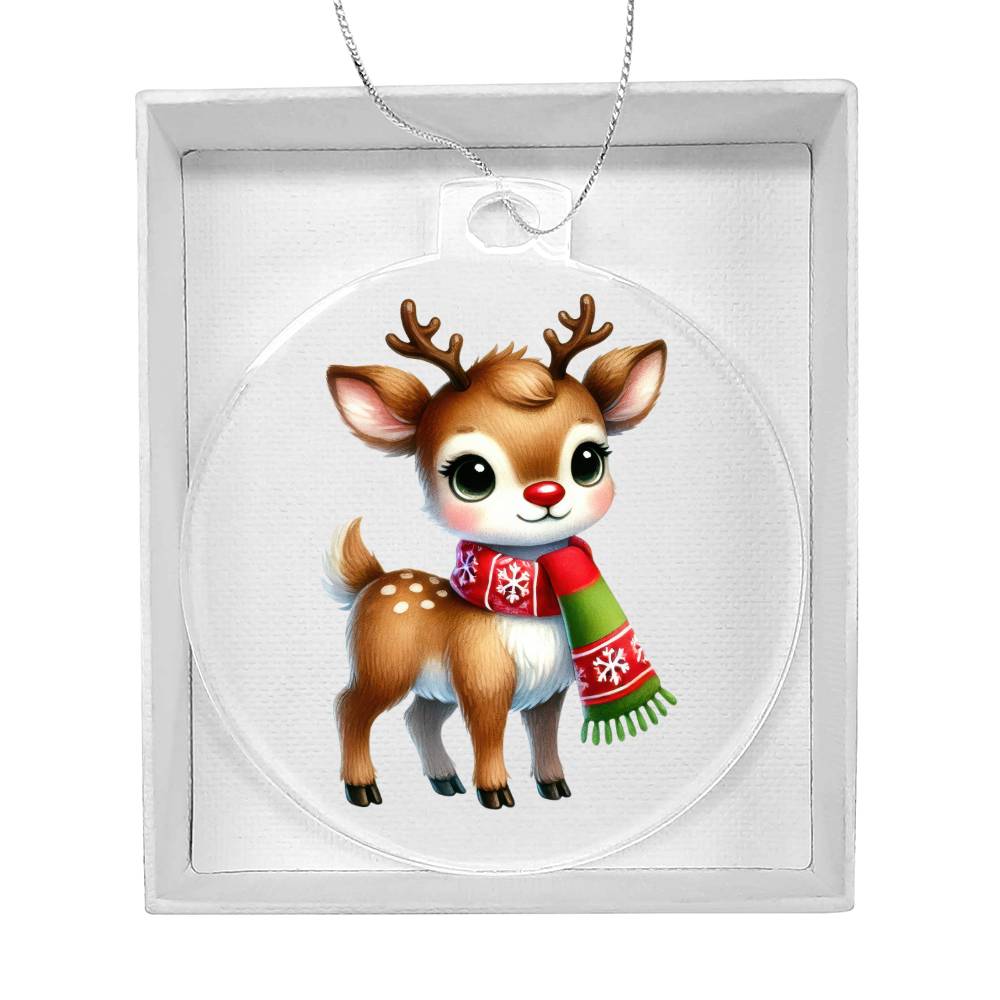 Cute Christmas Reindeer 002 - Acrylic Ornament