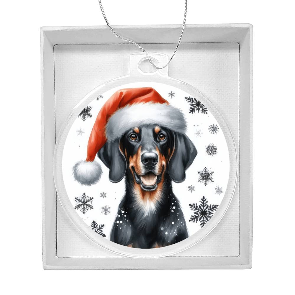 Christmas Dog - Austrian Black and Tan Hound - Acrylic Ornament