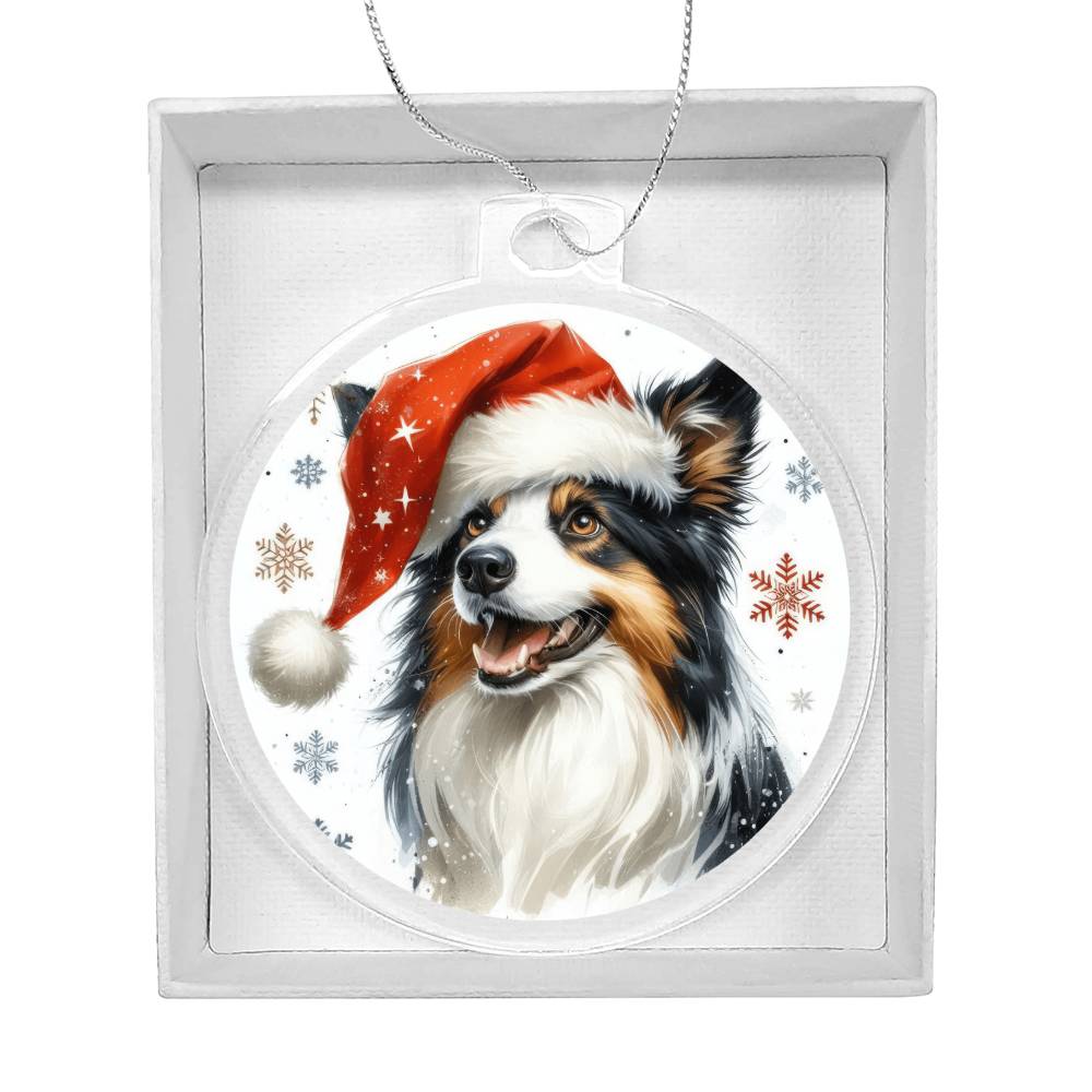 Christmas Dog - Border Collie - Acrylic Ornament