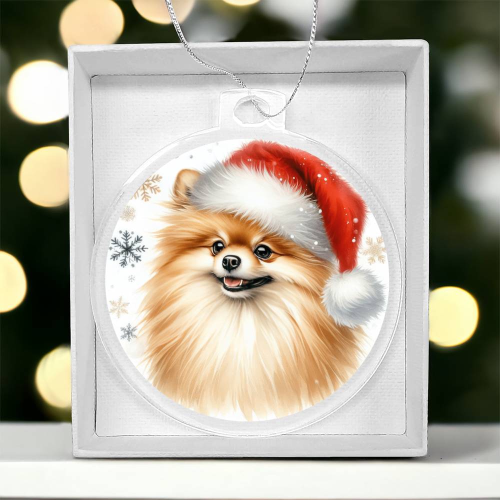 Christmas Dog - Pomeranian - Acrylic Ornament