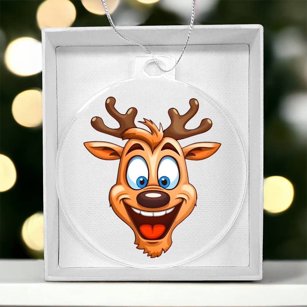 Funny Reindeer Face 04 - Acrylic Ornament