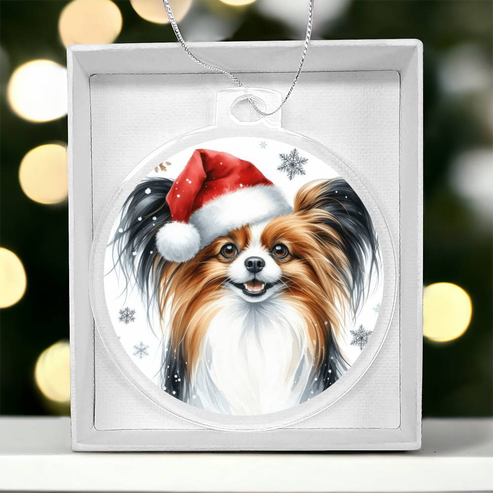 Christmas Dog - Papillon - Acrylic Ornament