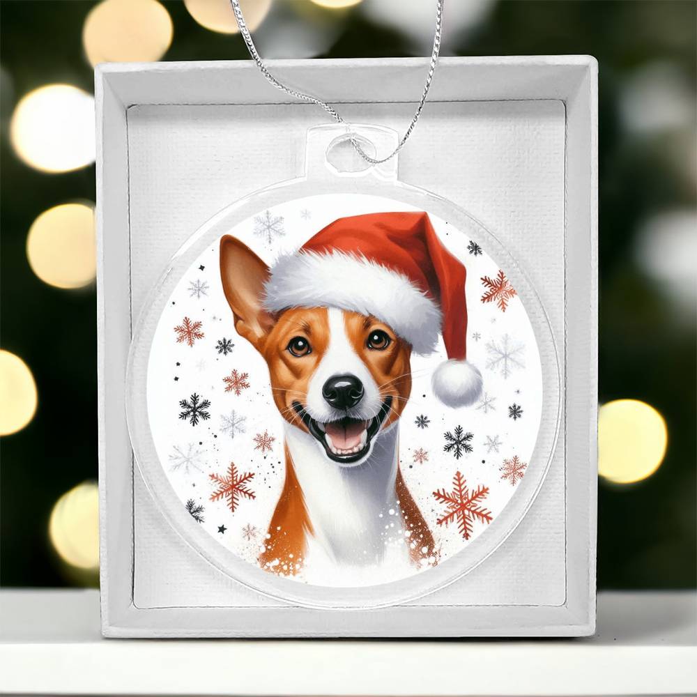 Christmas Dog - Basenji - Acrylic Ornament
