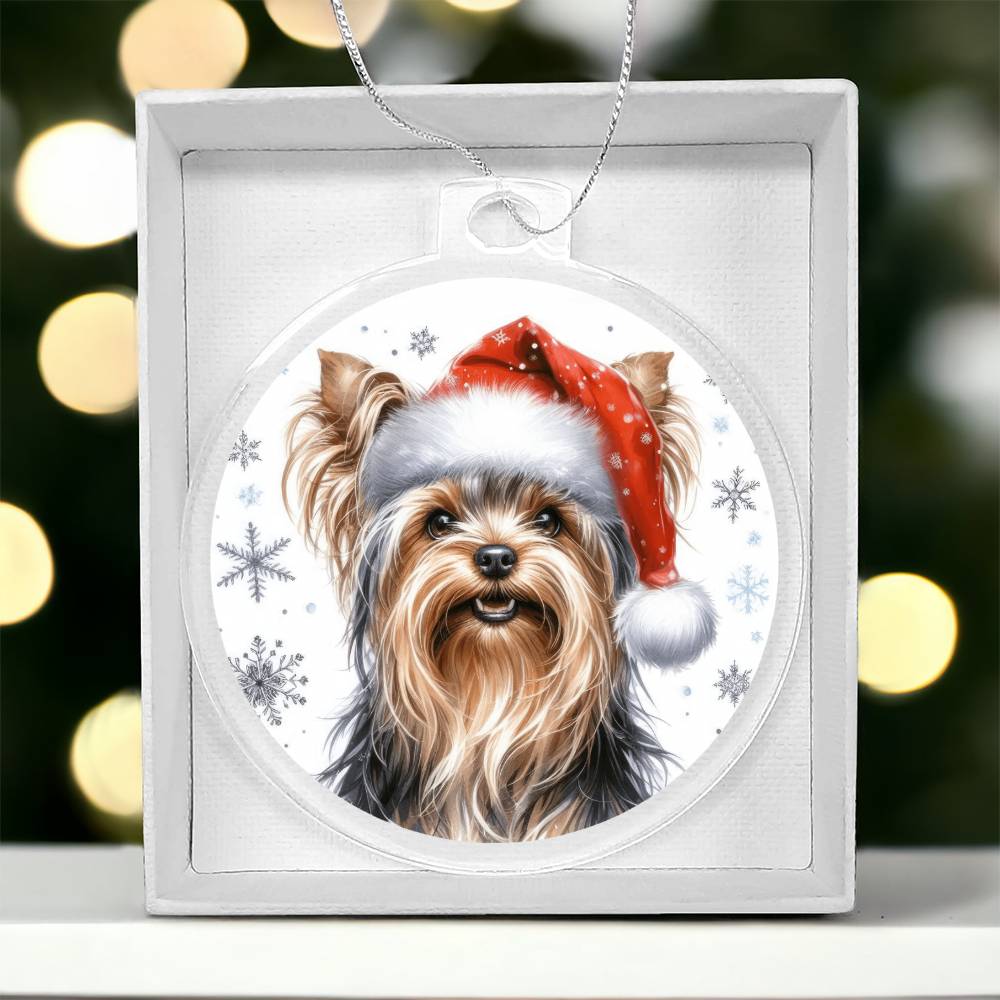Christmas Dog - Yorkshire Terrier - Acrylic Ornament
