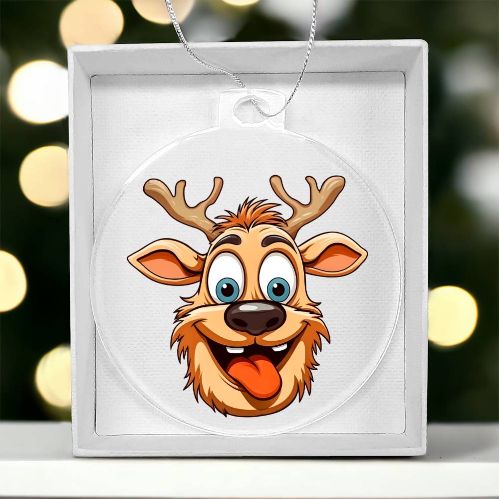 Funny Reindeer Face 07 - Acrylic Ornament