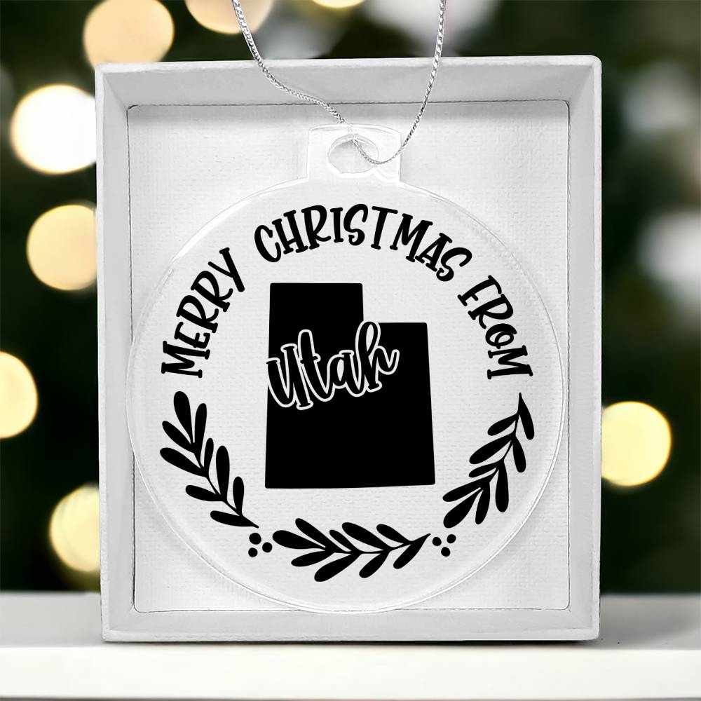 Merry Christmas From Utah - Acrylic Ornament