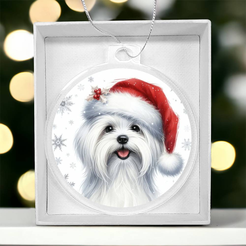 Christmas Dog - Maltese - Acrylic Ornament