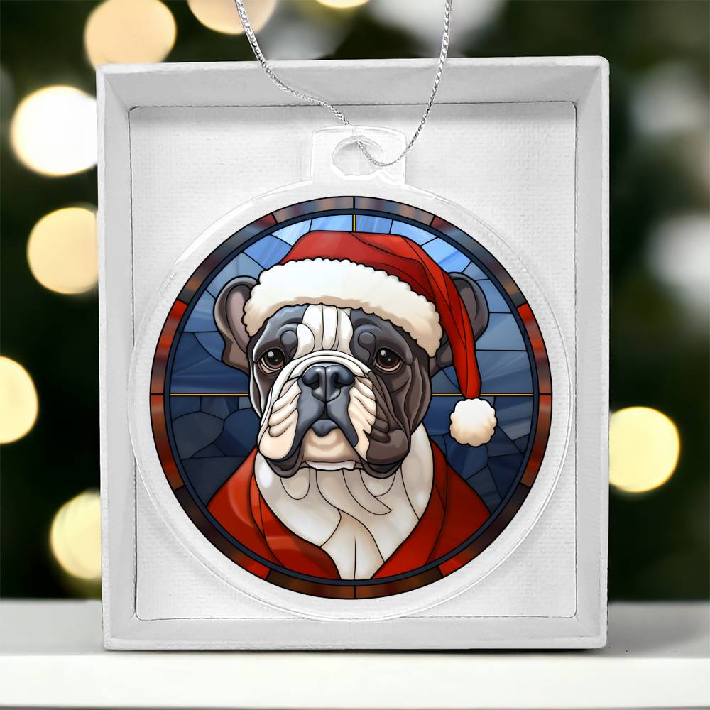 Dog Stained Glass Christmas Design 030 - Acrylic Ornament
