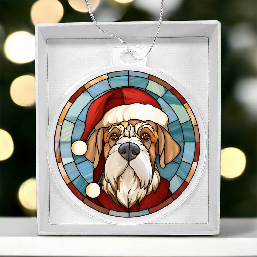 Dog Stained Glass Christmas Design 006 - Acrylic Ornament