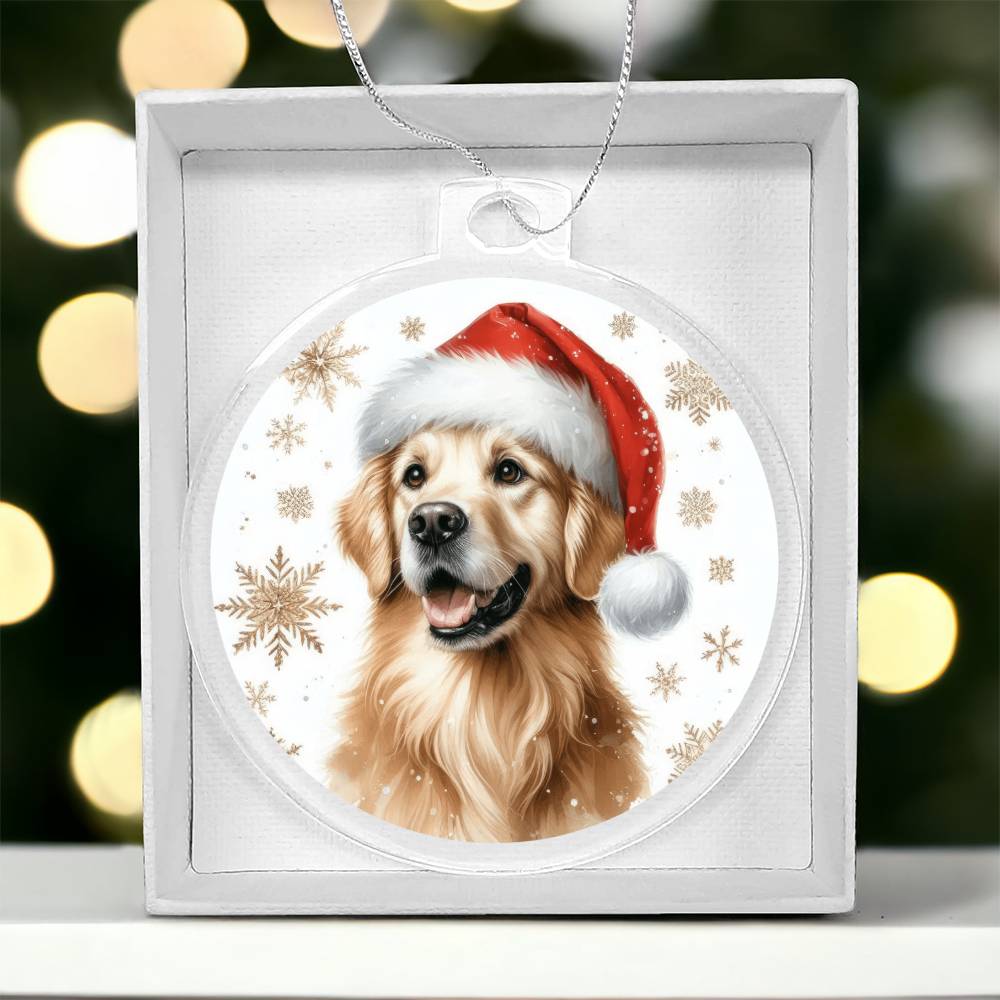 Christmas Dog - Golden Retriever - Acrylic Ornament