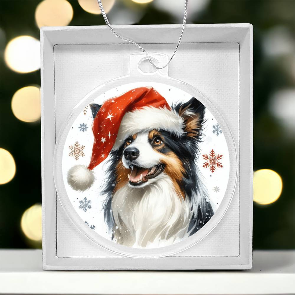 Christmas Dog - Border Collie - Acrylic Ornament