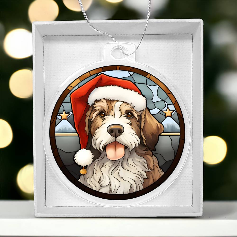 Dog Stained Glass Christmas Design 021 - Acrylic Ornament