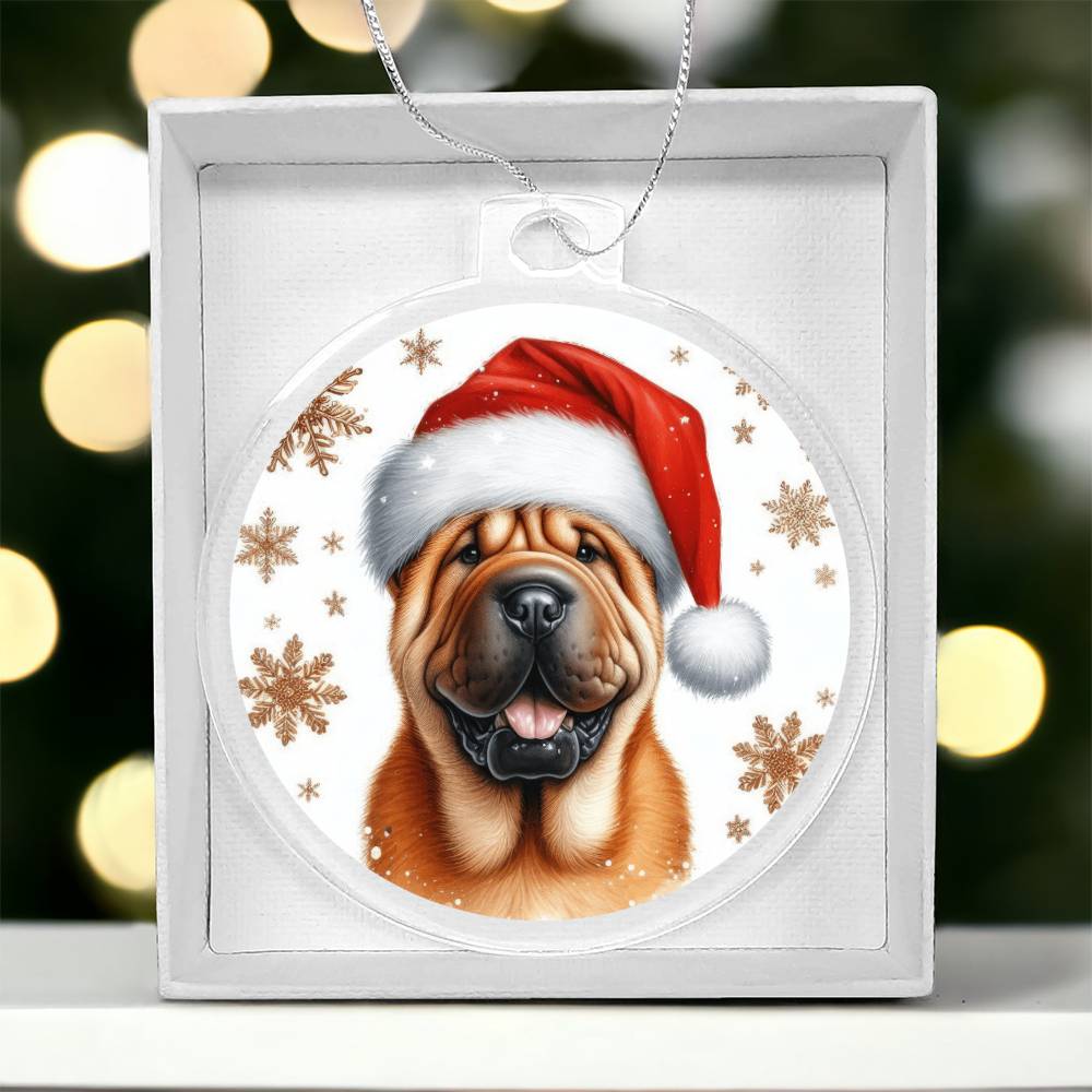 Christmas Dog - Shar-Pei - Acrylic Ornament