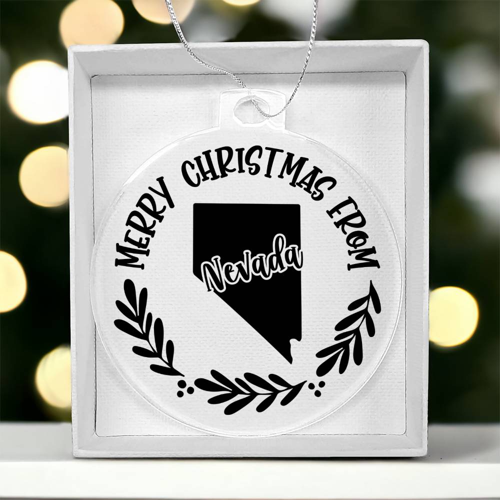 Merry Christmas From Nevada - Acrylic Ornament