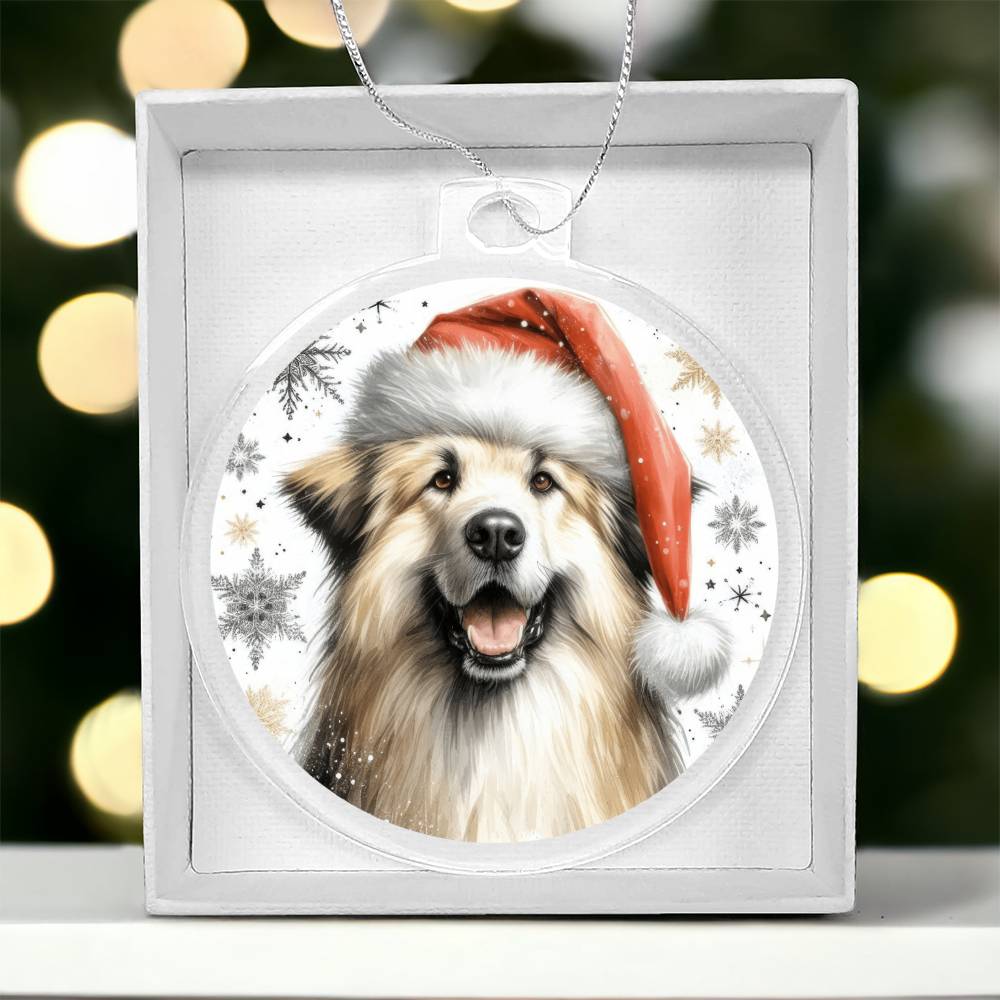 Christmas Dog - Pyrenean Shepherd - Acrylic Ornament