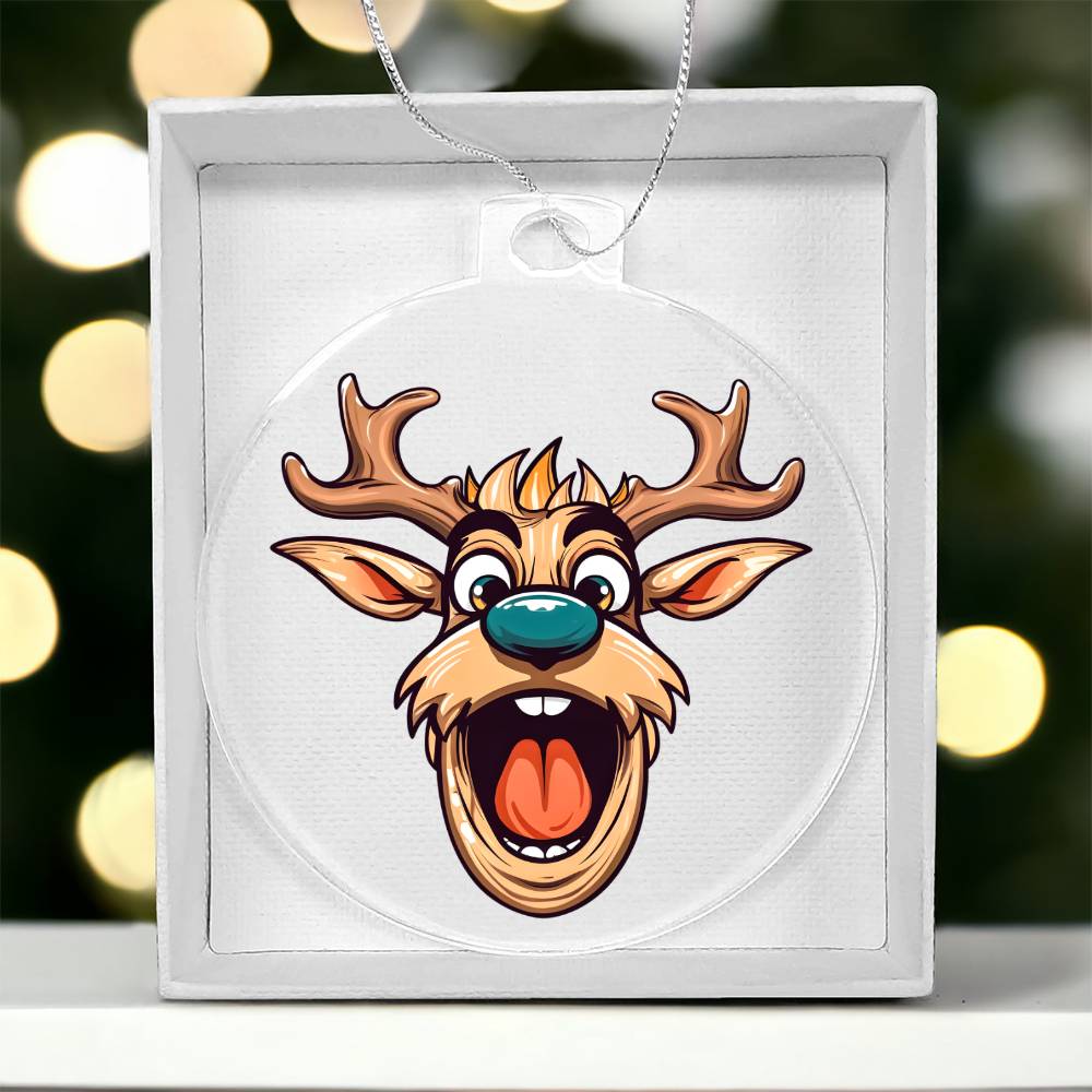 Funny Reindeer Face 18 - Acrylic Ornament