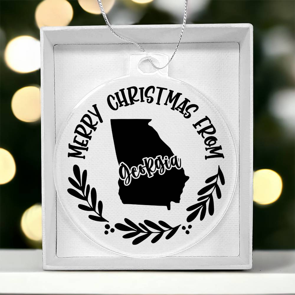 Merry Christmas From Georgia - Acrylic Ornament