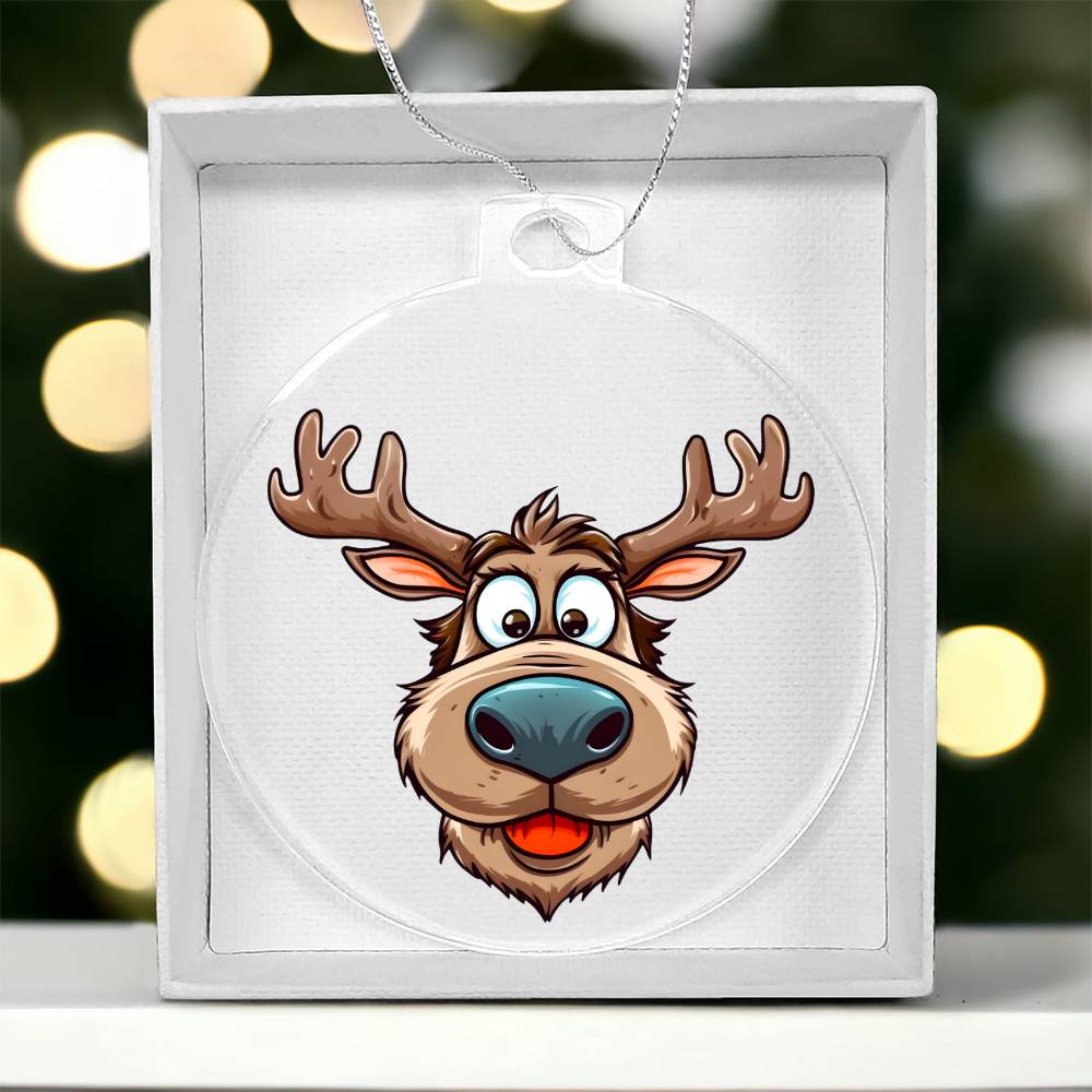 Funny Reindeer Face 02 - Acrylic Ornament