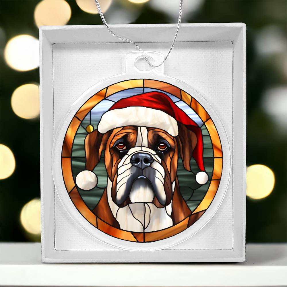 Dog Stained Glass Christmas Design 022 - Acrylic Ornament