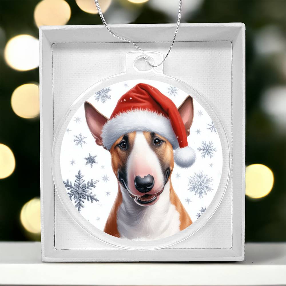 Christmas Dog - Miniature Bull Terrier - Acrylic Ornament