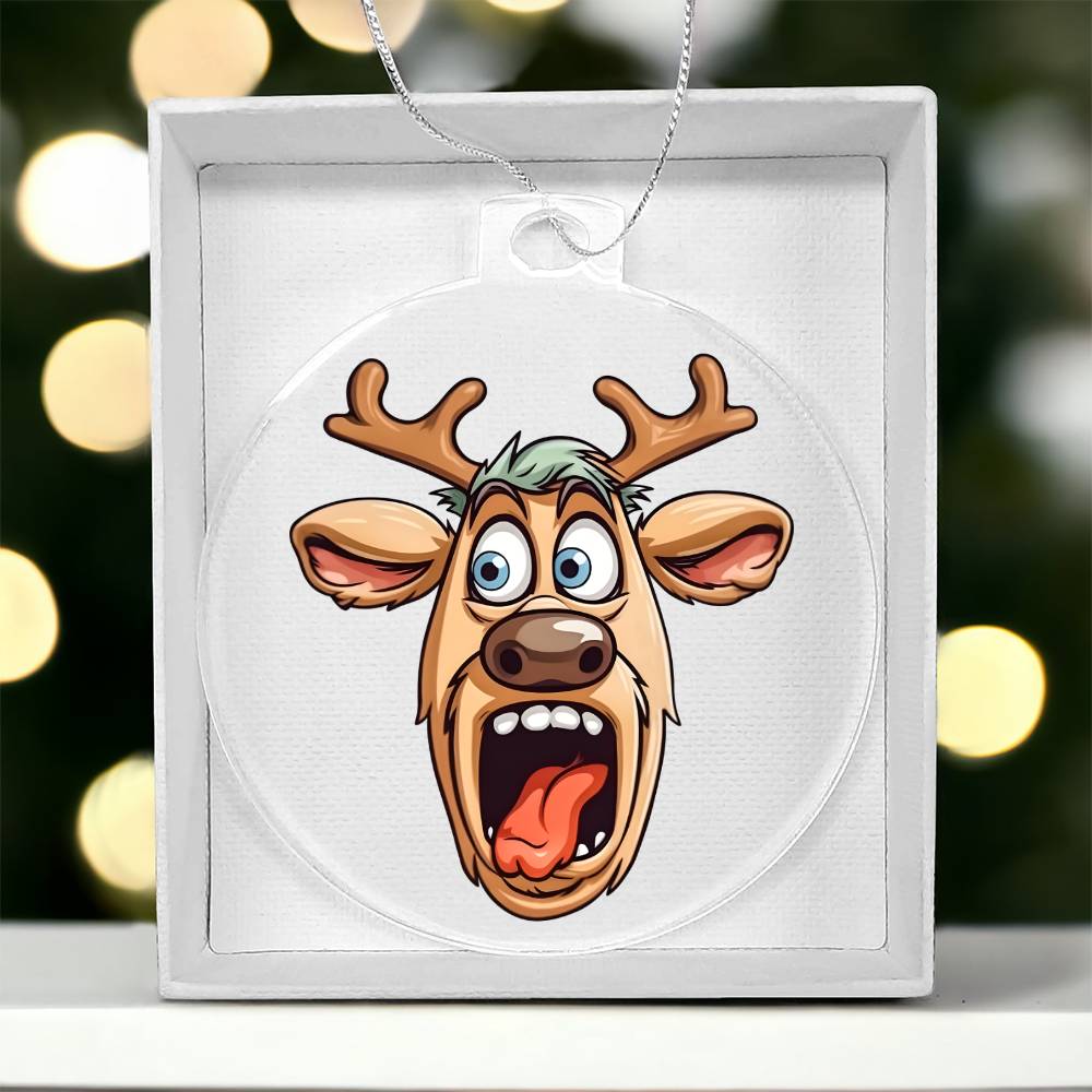 Funny Reindeer Face 11 - Acrylic Ornament