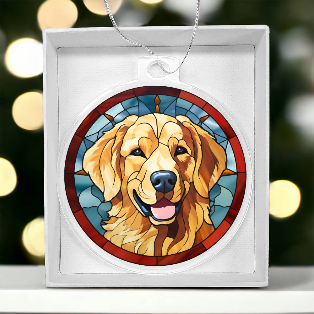 Dog Stained Glass Christmas Design 001 - Acrylic Ornament