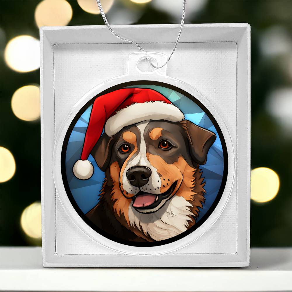 Dog Stained Glass Christmas Design 008 - Acrylic Ornament