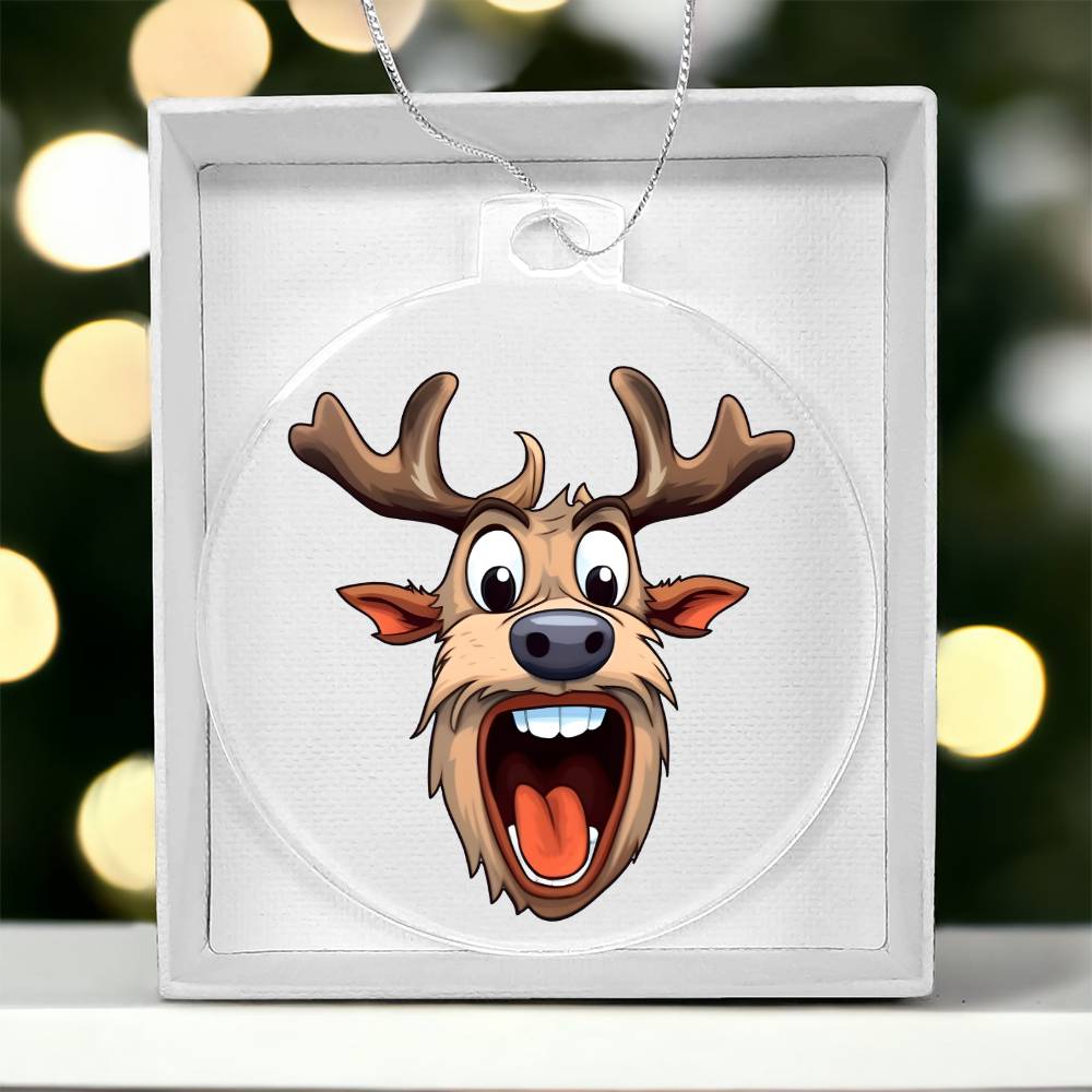 Funny Reindeer Face 06 - Acrylic Ornament