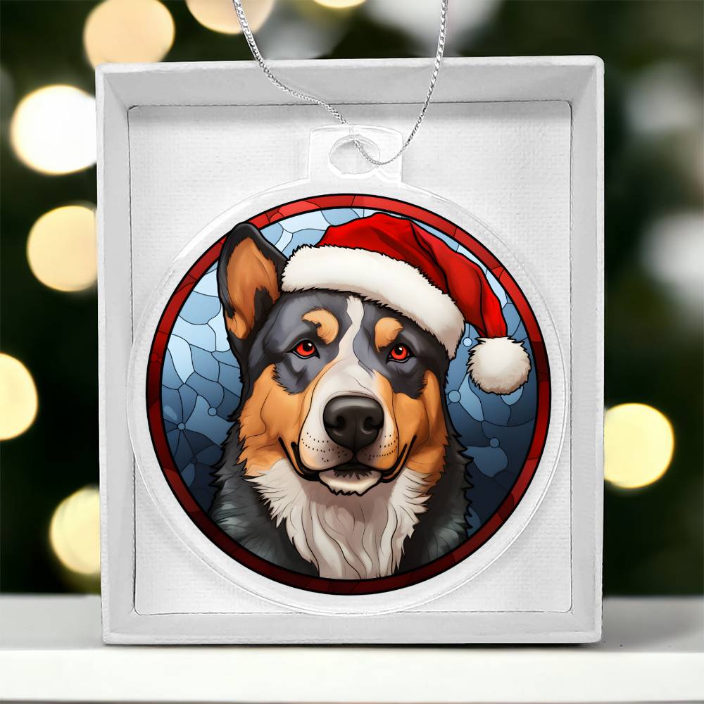 Dog Stained Glass Christmas Design 007 - Acrylic Ornament