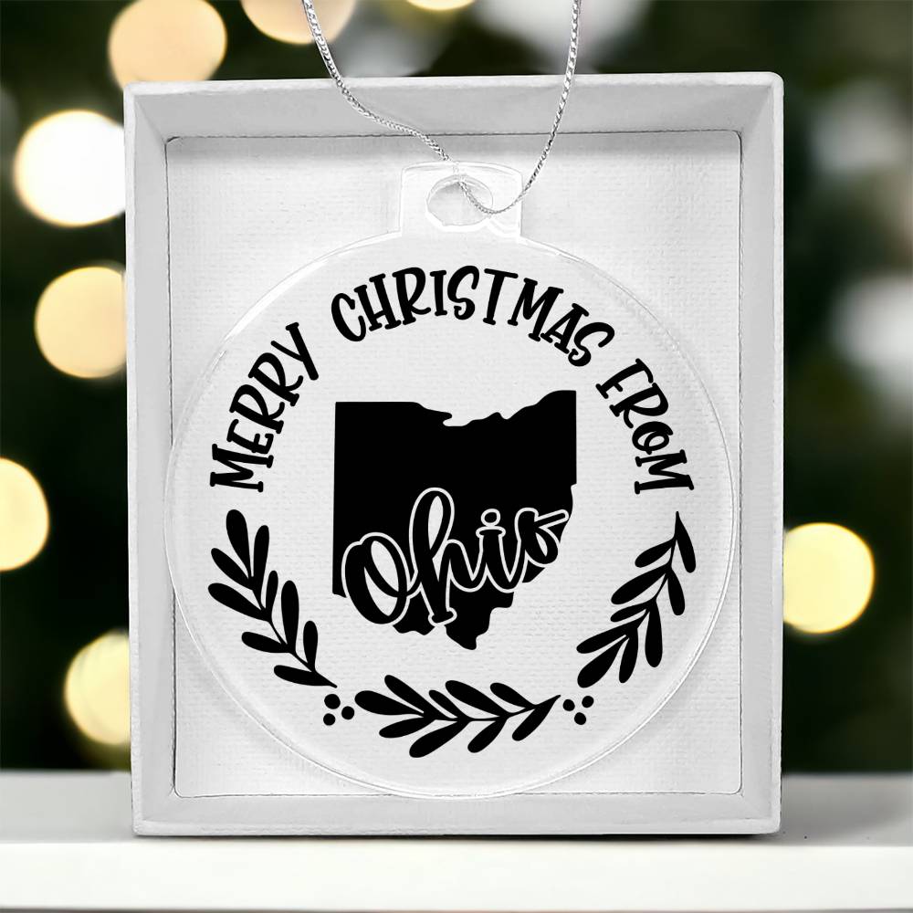 Merry Christmas From Ohio - Acrylic Ornament