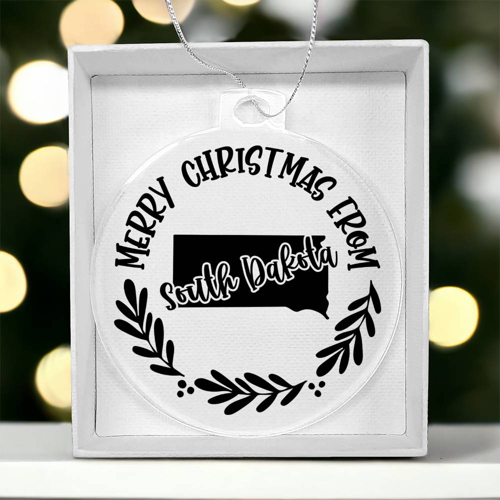 Merry Christmas From South Dakota - Acrylic Ornament