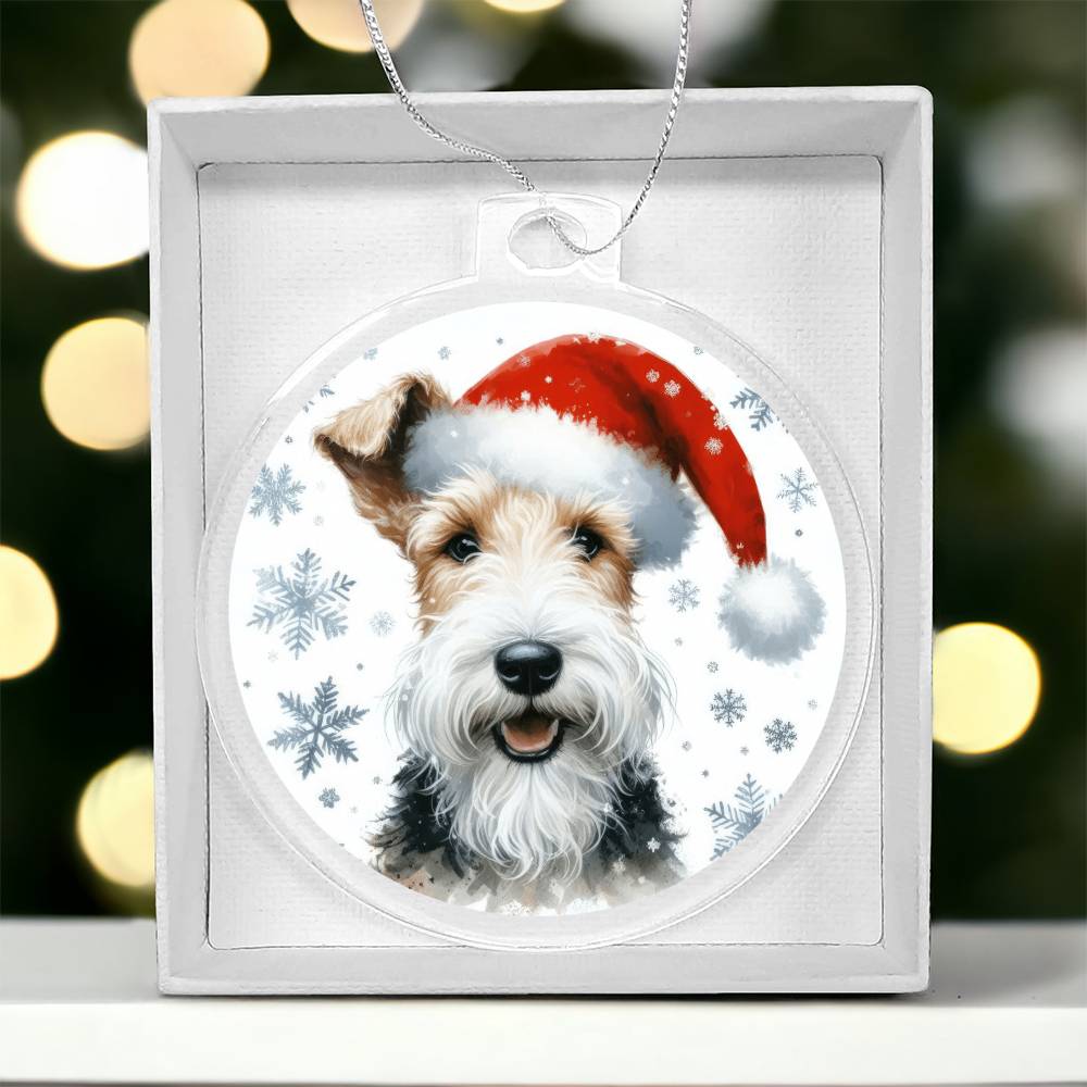 Christmas Dog - Wire Fox Terrier - Acrylic Ornament