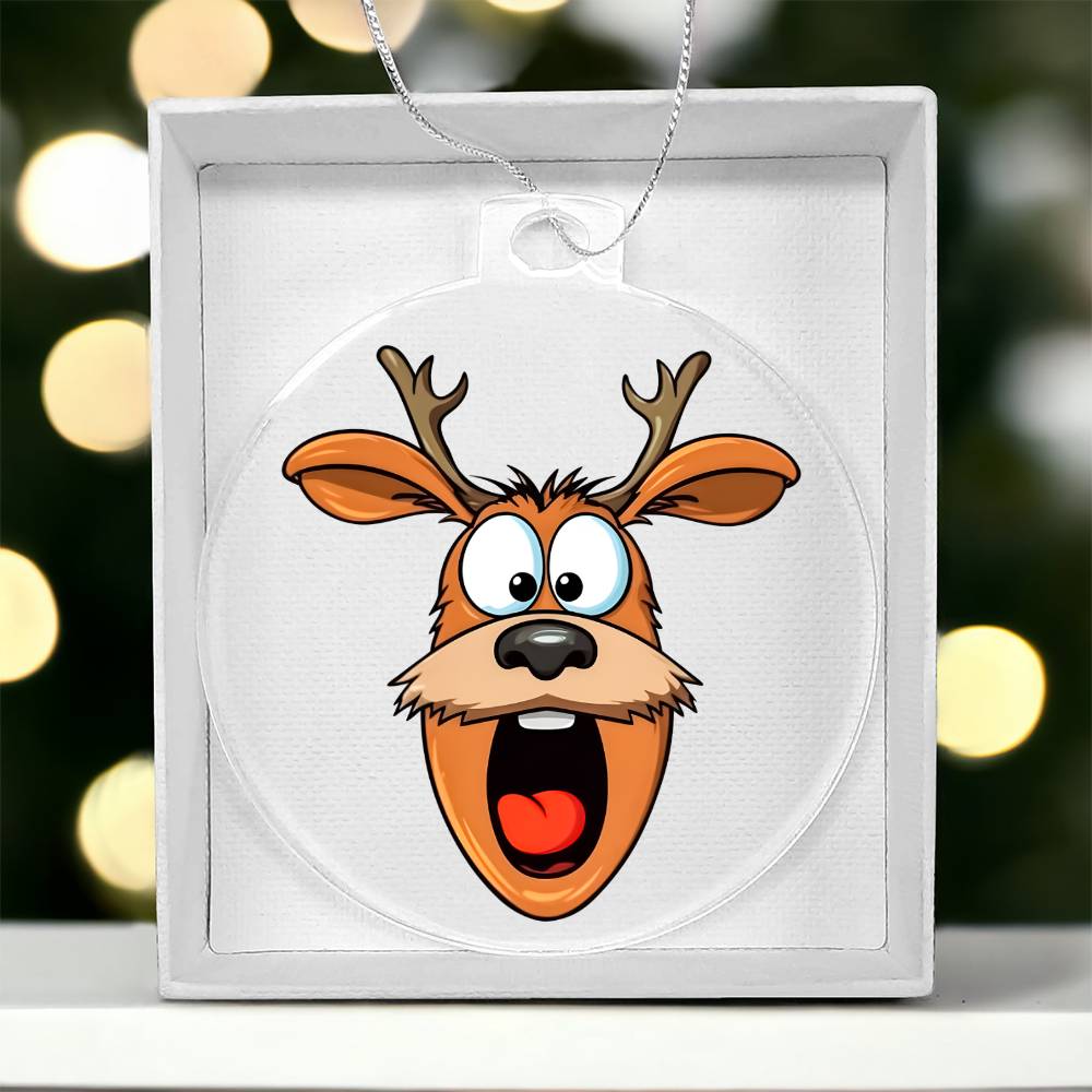 Funny Reindeer Face 09 - Acrylic Ornament