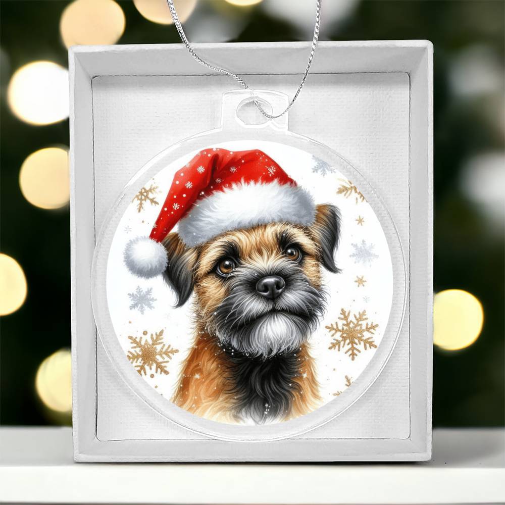 Christmas Dog - Border Terrier - Acrylic Ornament