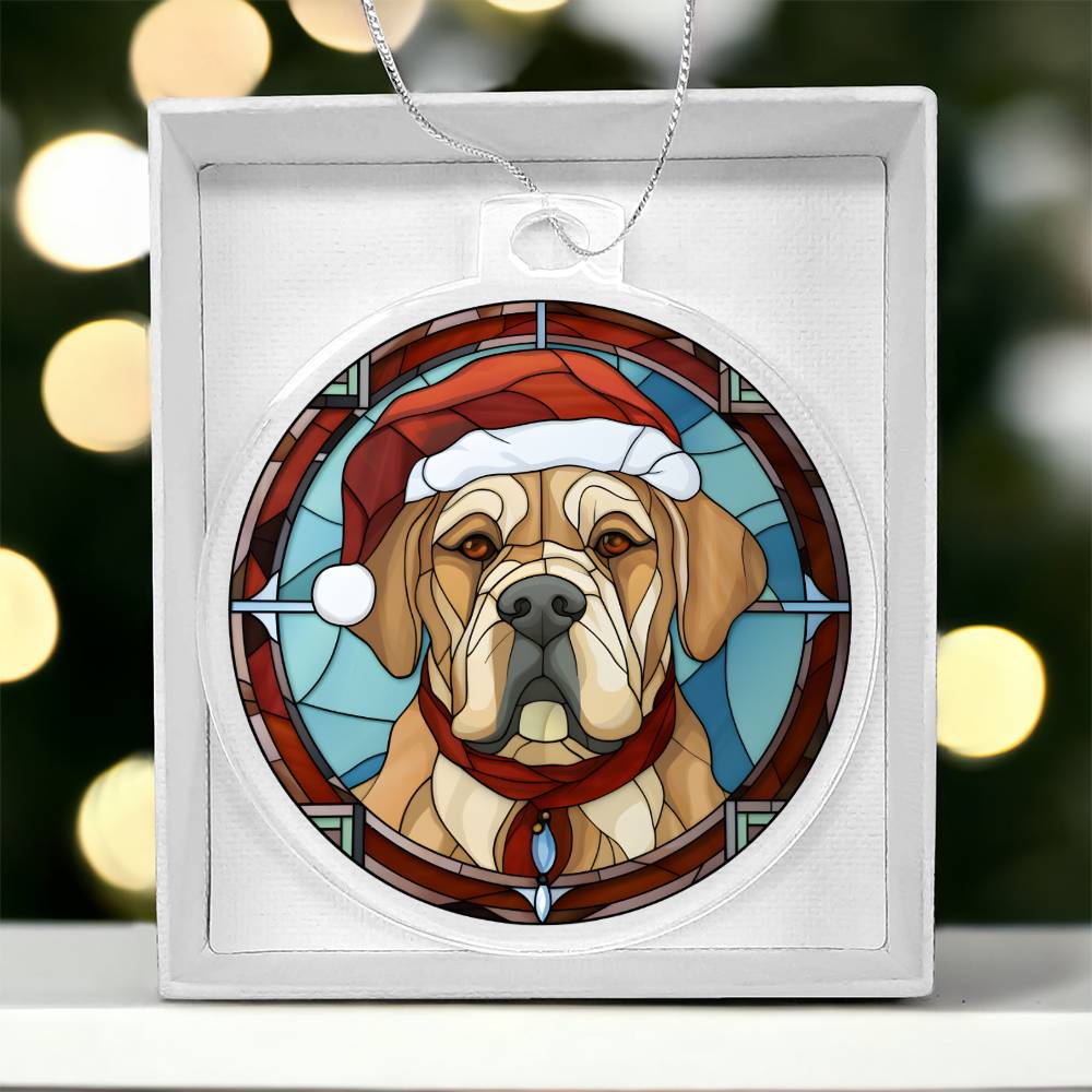 Dog Stained Glass Christmas Design 004 - Acrylic Ornament