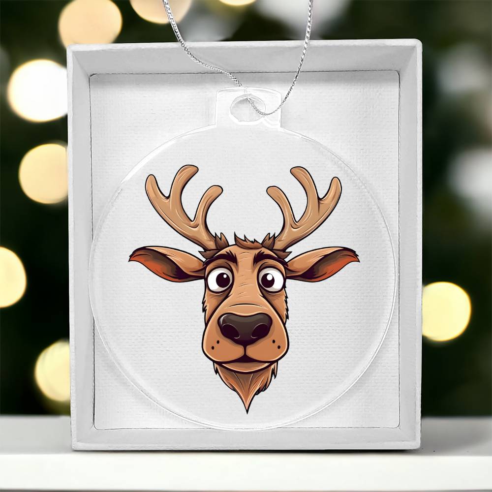 Funny Reindeer Face 13 - Acrylic Ornament