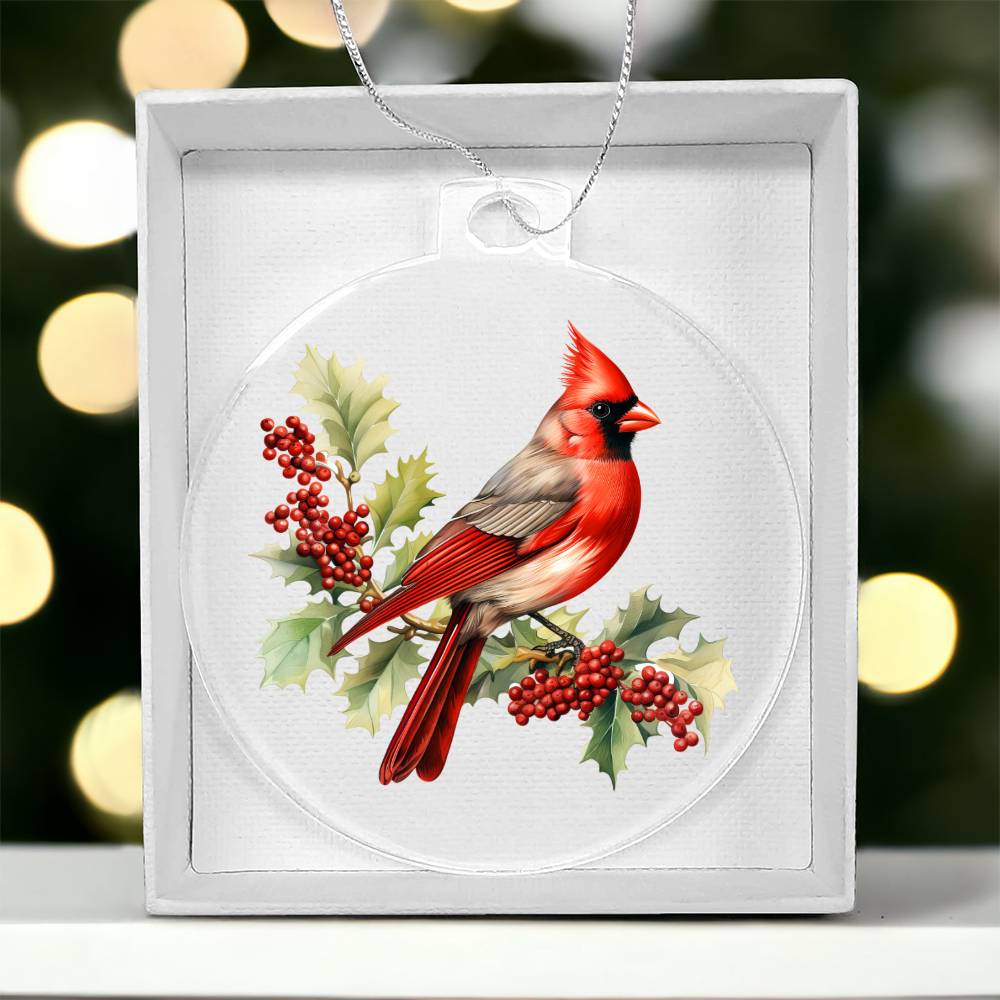 Christmas Cardinal 002 - Acrylic Ornament