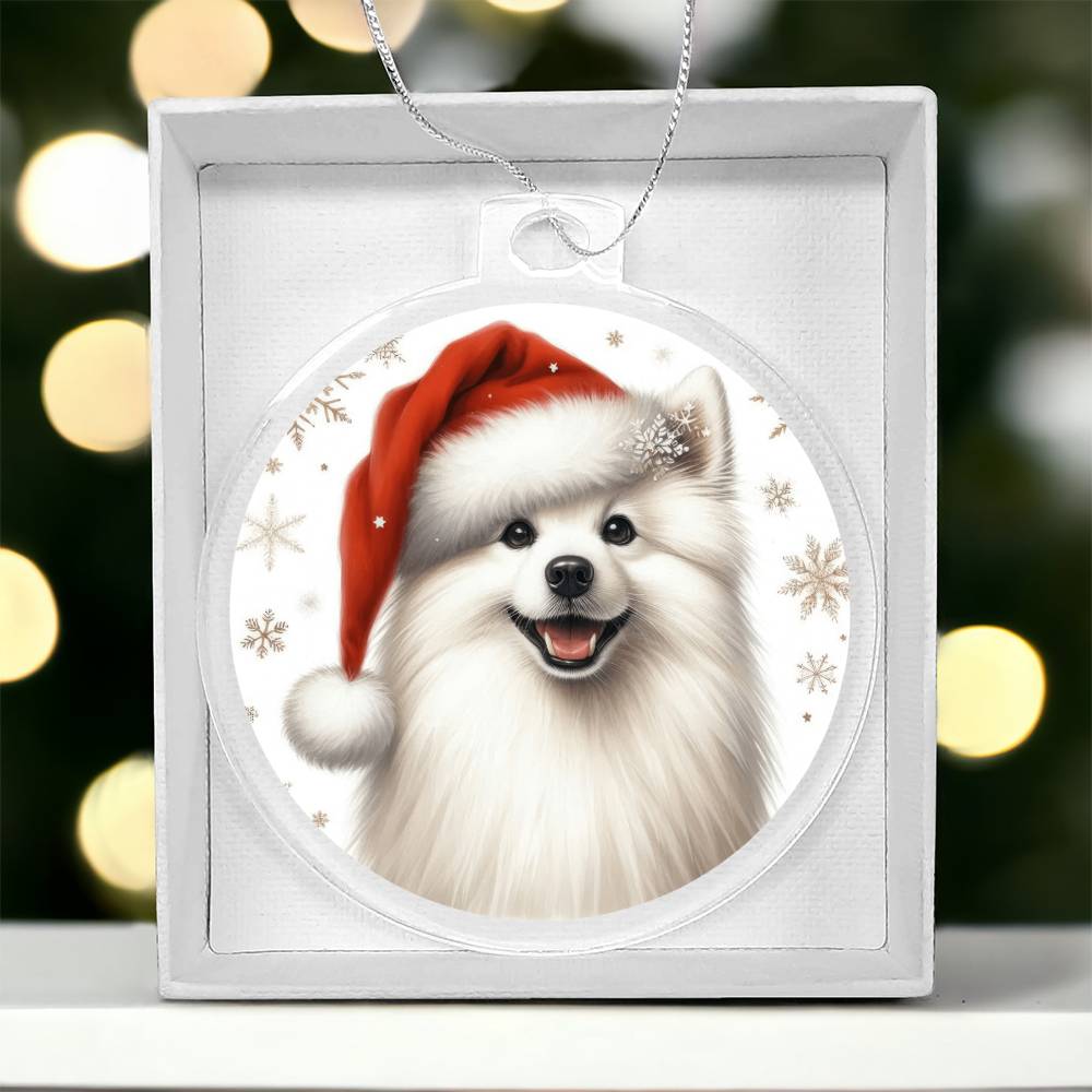 Christmas Dog - American Eskimo - Acrylic Ornament