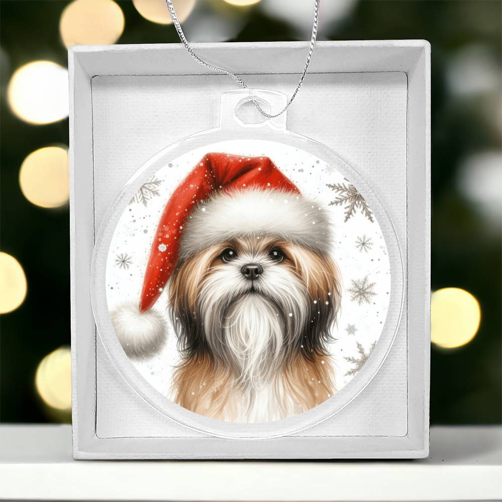 Christmas Dog - Lhasa Apso - Acrylic Ornament