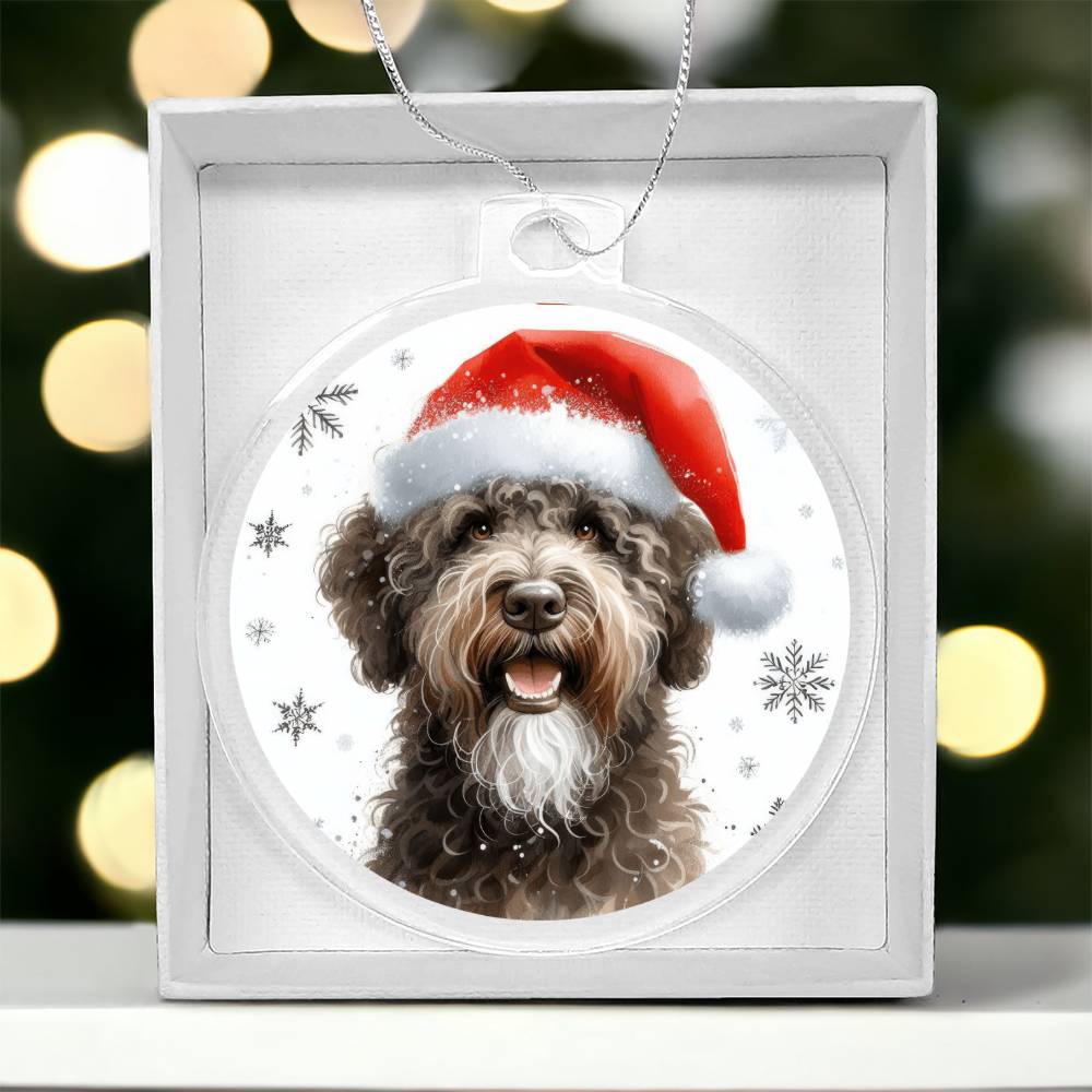 Christmas Dog - Spanish Water Dog - Acrylic Ornament