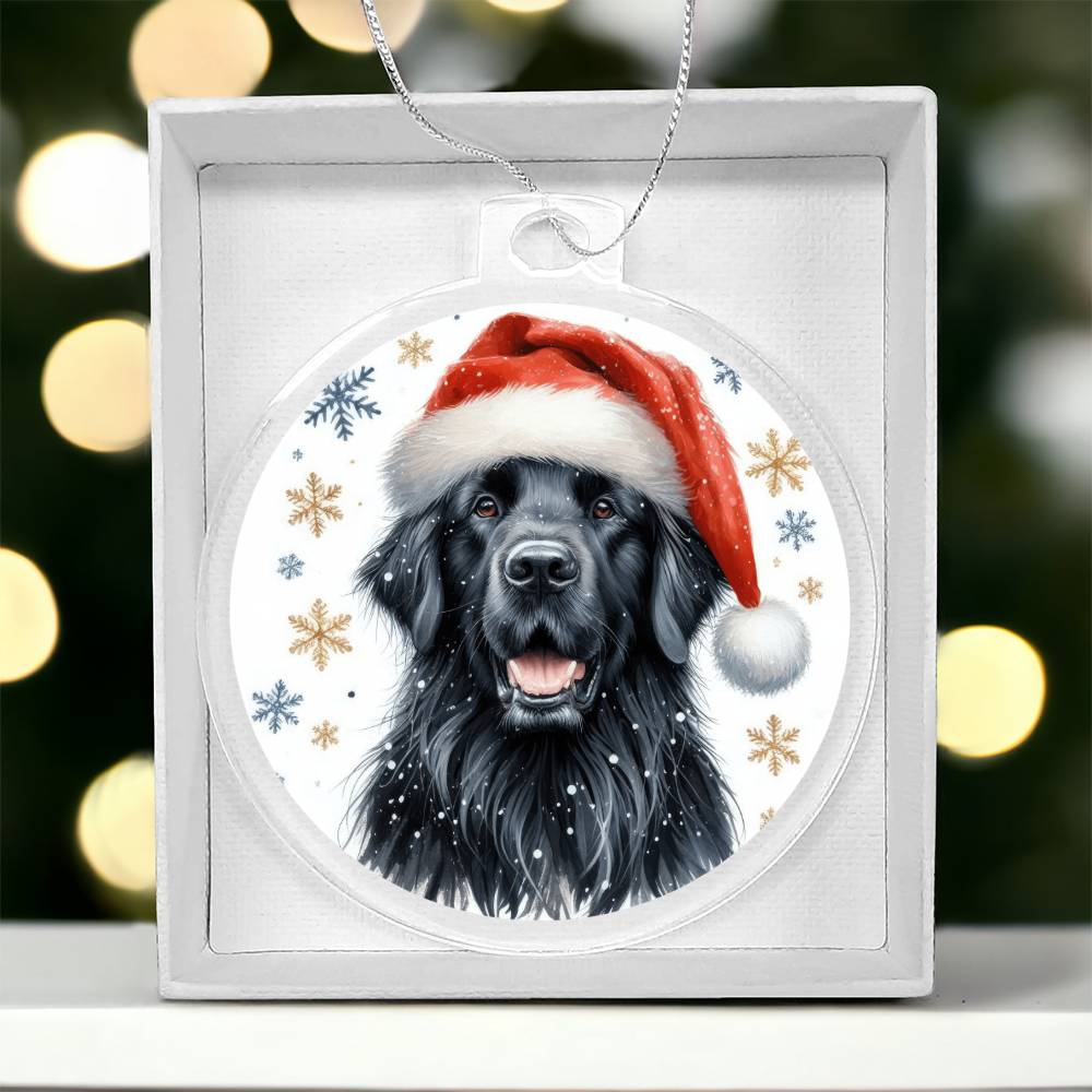 Christmas Dog - Flat-Coated Retriever - Acrylic Ornament